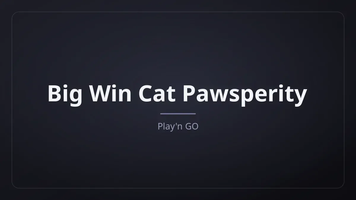 Big Win Cat Pawsperity kapak görseli